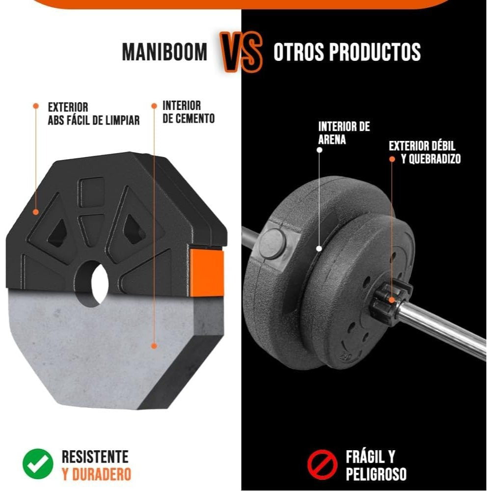 Juego de Mancuernas Ajustables 2 en 1. 10kg a 50kg - Kit de Pesas con Barra Recta Ajustable y Antideslizante - Pesas y Mancuernas Discos Recubiertos