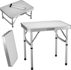 Mesa Plegable de 60x45x26/56cm, Resistente y Ajustable, Ideal para Camping, Picnic, Fiestas al Aire Libre y BBQ. Mesa Portátil con Asa de Transporte, Perfecta para Jardín, Cocina y Exteriores. ¡La Mesa BBQ de Aluminio Definitiva para tus Fiestas!