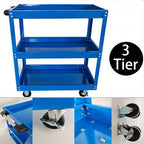 Almacenamiento de herramientas, carrito de garaje resistente, taller, estante de ruedas de 3 niveles, azul, estantes utilitarios