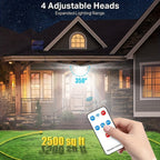 2/4 piezas de luces solares de pared para exteriores, 288 LED con sensor de movimiento y control remoto, 4 modos de iluminación para patio solar, focos de seguridad de gran angular de 270°, luz solar de pared de 4 cabezales para porche, jardín, garaje, te