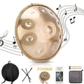 Tambor de Lengüeta de Acero de 22 Pulgadas con 10 Notas Afinadas 440Hz, Estilo Hand-Pan, para Relajación, Meditación, Práctica de Música Yoga, Incluye Baquetas y Bolsa de Transporte