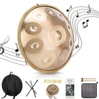 Tambor de Lengüeta de Acero de 22 Pulgadas con 10 Notas Afinadas 440Hz, Estilo Hand-Pan, para Relajación, Meditación, Práctica de Música Yoga, Incluye Baquetas y Bolsa de Transporte