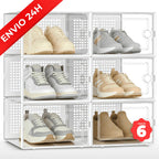 RELAXTY Pack Organizador de Calzado – Cajas DE Zapatos Transparentes Apilables con Apertura Frontal, Sistema Antivuelco y Ventilación