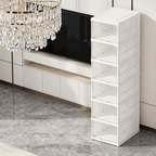 Contenedores de almacenamiento de zapatos de seis niveles, organizador de zapatos de plástico, plegable y apilable, ideal para armarios y entradas, organizador de almacenamiento de zapatos - No necesita ensamblaje, organizador de zapatos de varios niveles