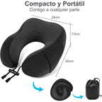 Una Almohada Cervical Ergonómica en Forma de U con Bolsa de Almacenamiento, Espuma de Memoria con Tecnología de Rebote Lento, Funda Lavable a Máquina, Ligera y Portátil para Avión, Oficina y Hogar, Apoya Cuello y Cabeza, Ideal para Siestas, Lectura y Ver