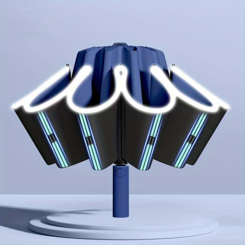 Paraguas Automático Doble de 10 Varillas Compacto para Viaje, Paraguas Resistente, Paraguas de Coche Reforzado y Ampliado, Paraguas de Protección para Viaje con Barra de Seguridad, Diseño Moderno en Múltiples Colores, Paraguas de Alta Gama Adecuado para H