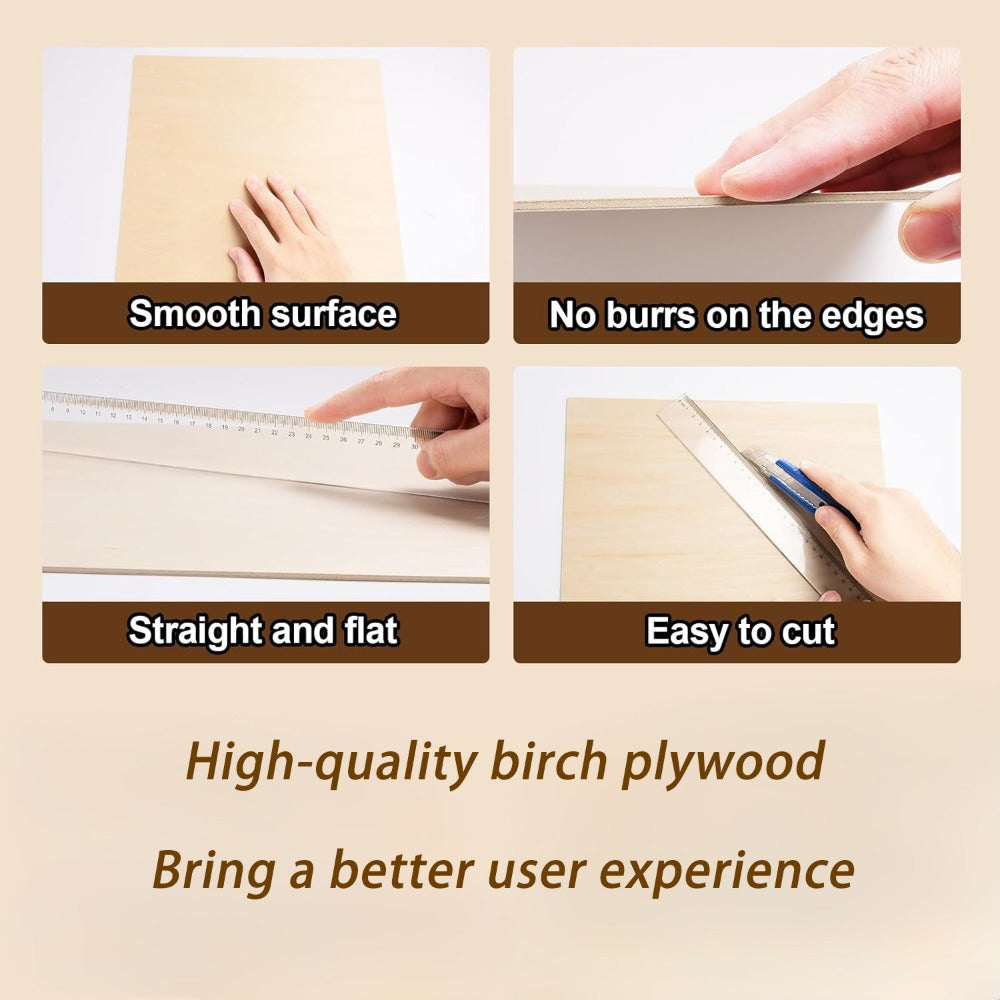 9/19/40 piezas Dofiki Madera Contrachapada de Bétula | 297×210×3Mm Panel de Madera A4 de Alta Calidad, Madera Contrachapada Sin Acabado con Grano de Madera Natural y Superficie Lisa | Adecuado para Grabado Láser, Corte CNC, Tallado de Madera, Artesanía y