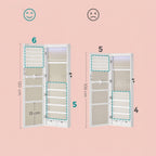 Armario Joyero Con Espejo, Joyero Para Pared O Puerta, Con Cerradura, 2 Cajones, 10 X 37 X 120 Cm, organizador pulseras collares pendientes anillos, diseño moderno accesorios joyas decoración dormitorio elegante, Regalos de Festivos, Regalos de Navidad