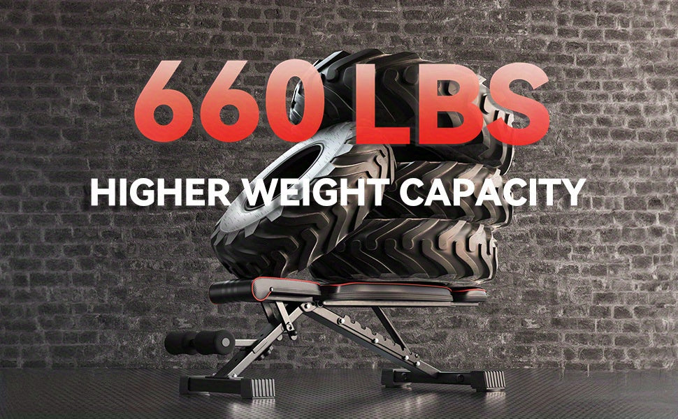 Banca Plegable con Capacidad de 299.37 KG - Banco Ajustable para Gimnasio en Casa, Entrenamiento Completo del Cuerpo con Soporte para Cabeza y Columna Vertebral, Ideal para Navidad y Acción de Gracias