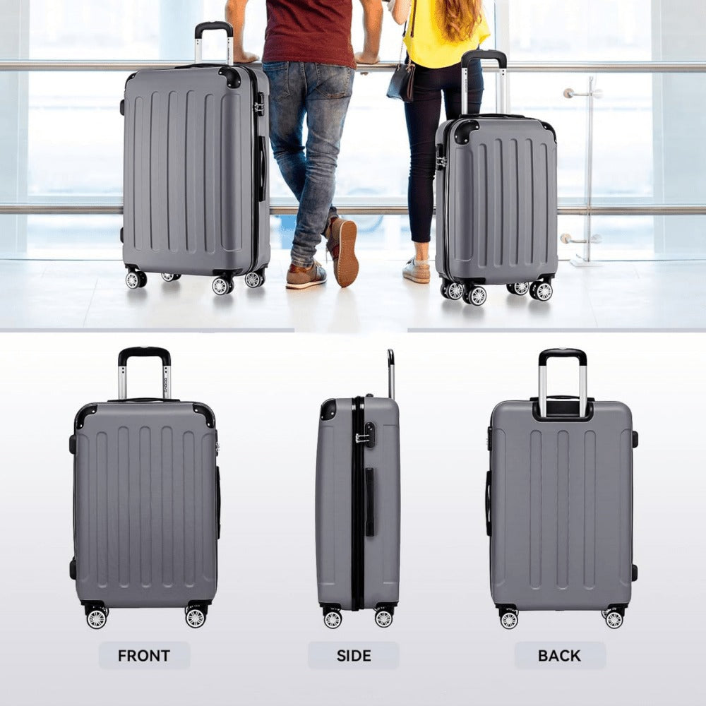 Juego de maletas familiares de tres piezas 20+24+28 pulgadas, equipaje de cabina de 20 pulgadas con ruedas universales, caja de almacenamiento para viajes de negocios, cartera ABS resistente y gran capacidad (ML-XL-set)