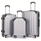 Juego de maletas familiares de tres piezas 20+24+28 pulgadas, equipaje de cabina de 20 pulgadas con ruedas universales, caja de almacenamiento para viajes de negocios, cartera ABS resistente y gran capacidad (ML-XL-set)