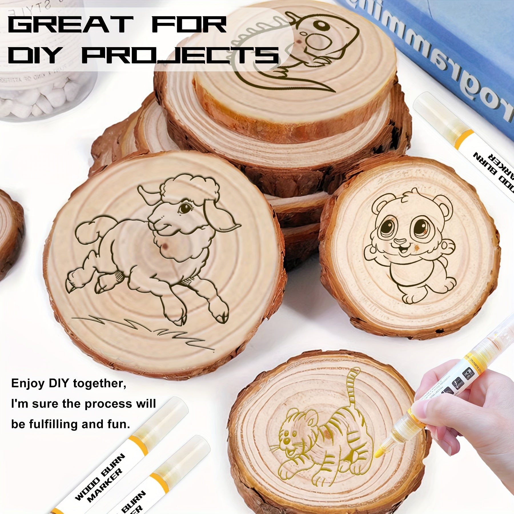 Marcador para quemar madera, 4 piezas de bolígrafo para pirograbado, marcador de pasta para pirograbado artístico de doble cara, para quemar diseños con precisión y facilidad en madera y manualidades, apto para principiantes y bricolaje en madera