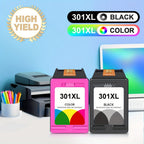 Cartuchos de tóner de repuesto compatibles con HP 301XL para impresoras HP Deskjet 1110/1111/1112, Envy 4510/4511/4512, Officejet 3830/3831/3832, 4650/4652/4654 - Recarga de tóner compatible, sin piezas electrónicas, reemplazo económico
