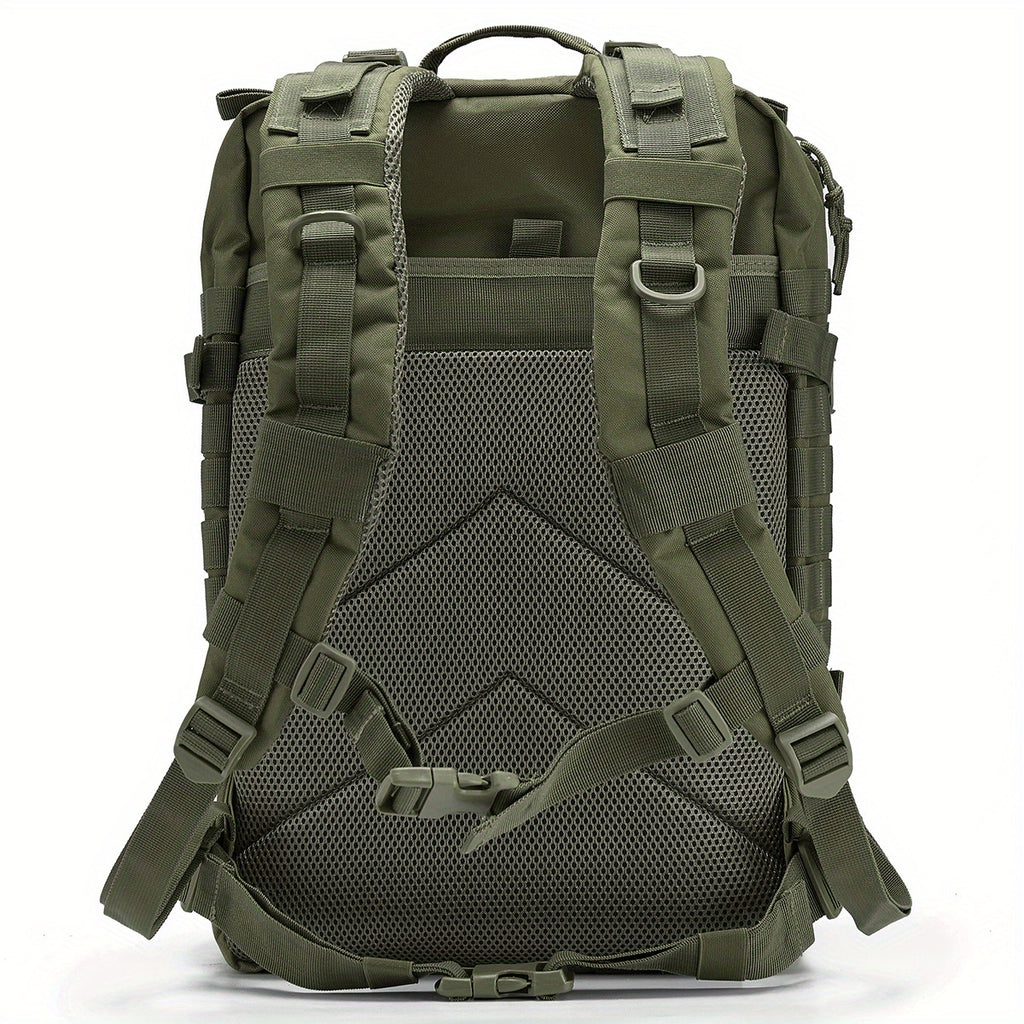 Mochila Espaciosa de 45L con Sistema MOLLE - Poliéster Duradero, Diseño de Capa Suave con Múltiples Compartimentos y Correas Acolchadas para los Hombros, con Parche de la Bandera Americana - Ideal para Senderismo de 3 Días, Trekkings, Bolsa de Emergencia,