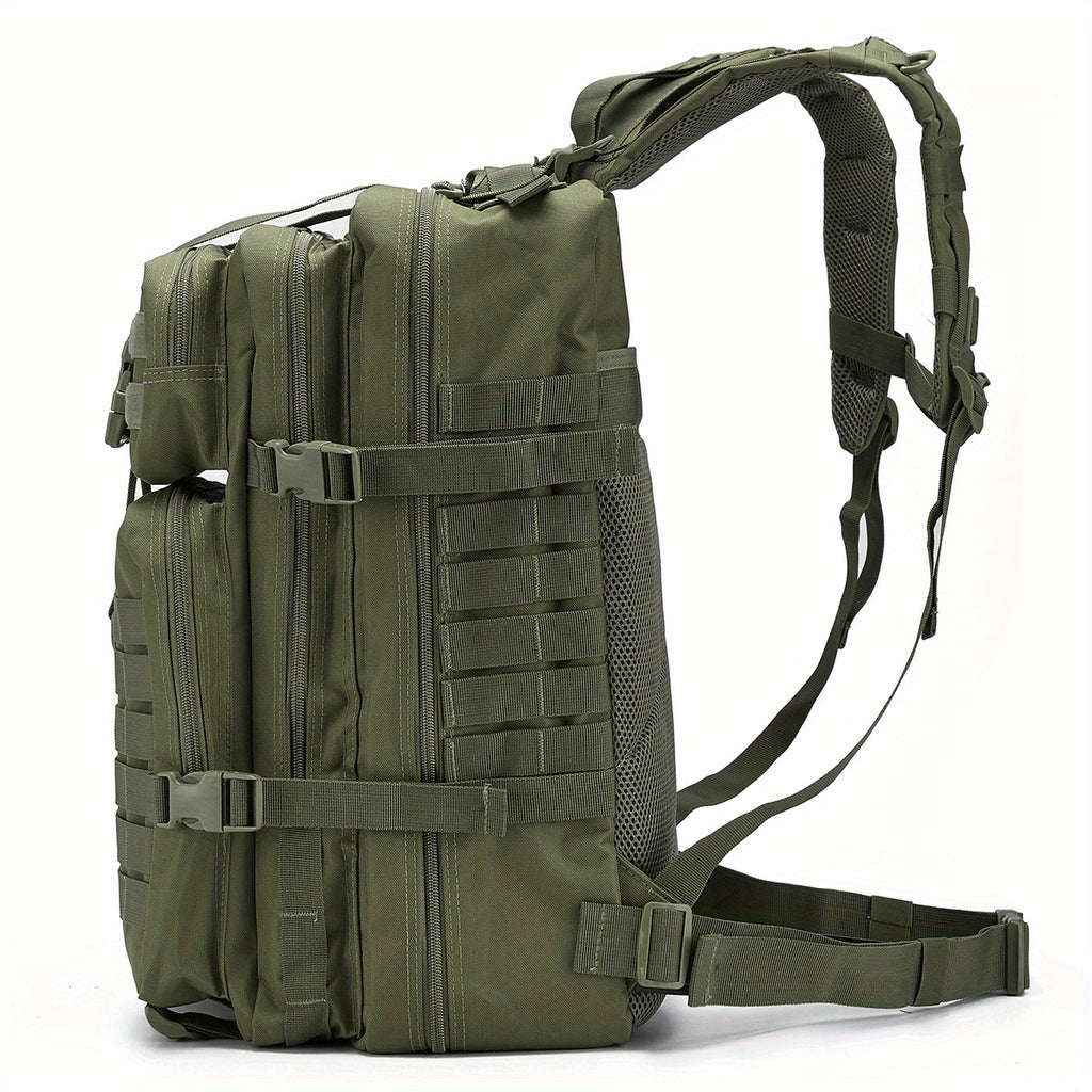 Mochila Espaciosa de 45L con Sistema MOLLE - Poliéster Duradero, Diseño de Capa Suave con Múltiples Compartimentos y Correas Acolchadas para los Hombros, con Parche de la Bandera Americana - Ideal para Senderismo de 3 Días, Trekkings, Bolsa de Emergencia,
