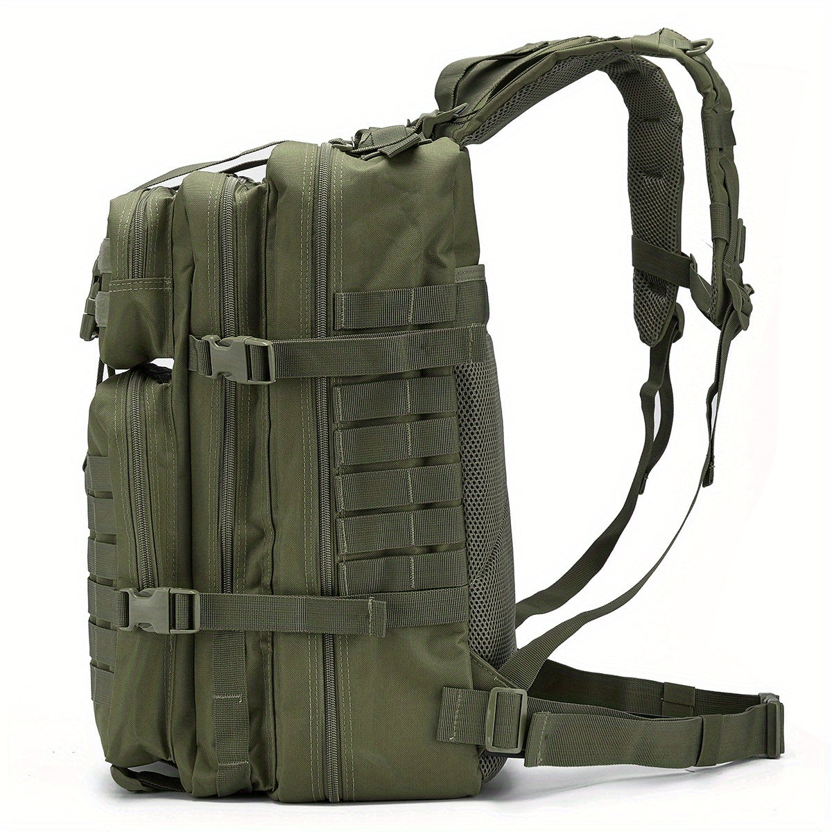 Mochila Espaciosa de 45L con Sistema MOLLE - Poliéster Duradero, Diseño de Capa Suave con Múltiples Compartimentos y Correas Acolchadas para los Hombros, con Parche de la Bandera Americana - Ideal para Senderismo de 3 Días, Trekkings, Bolsa de Emergencia,