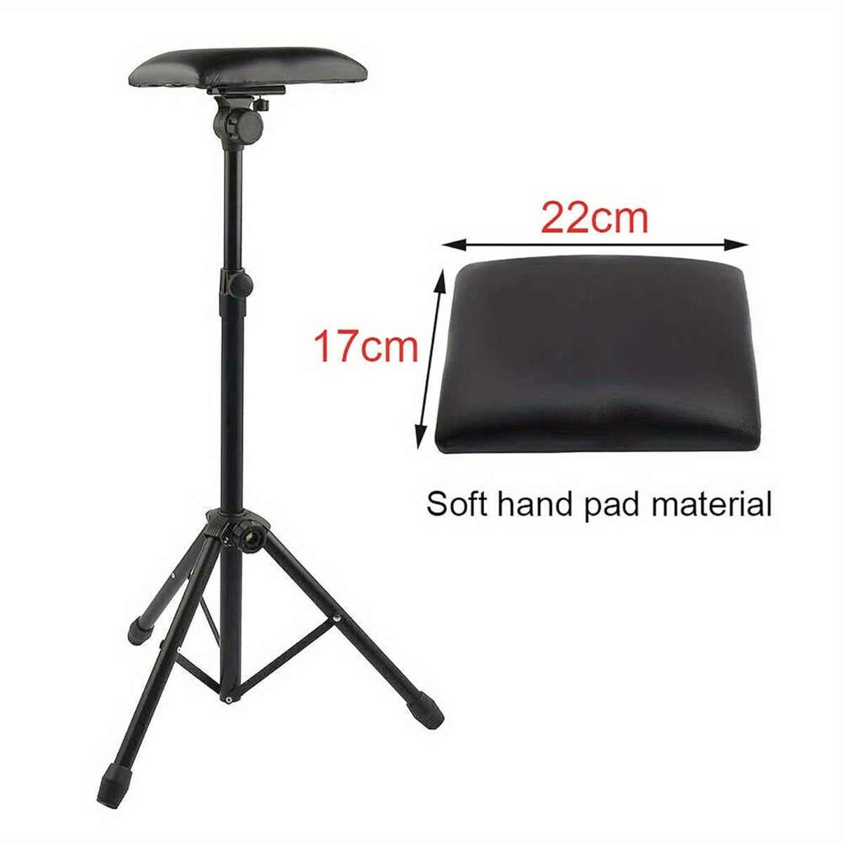 Reposabrazos de tatuaje ajustable de 65-125 cm - Reposabrazos transportable con pies de goma antideslizantes para estudios y tratamientos de tatuajes
