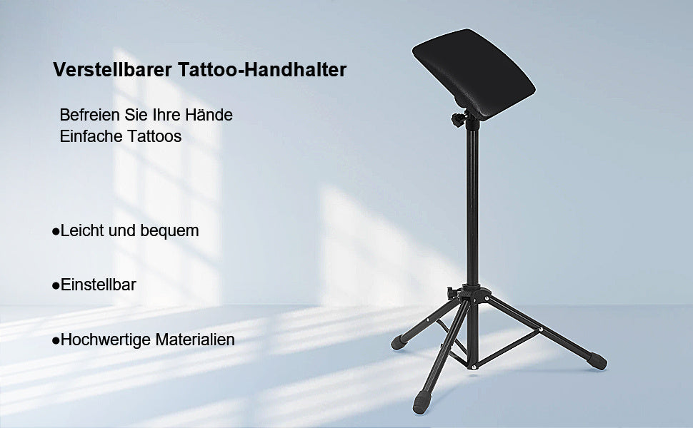 Reposabrazos de tatuaje ajustable de 65-125 cm - Reposabrazos transportable con pies de goma antideslizantes para estudios y tratamientos de tatuajes