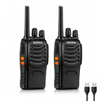 2 piezas de walkie talkies recargables, radios bidireccionales de largo alcance de 3-5 km con auriculares, radios bidireccionales de 16 canales walky talky UHF portátiles para adultos para senderismo, ciclismo, camping, alimentación por USB, regalo de San