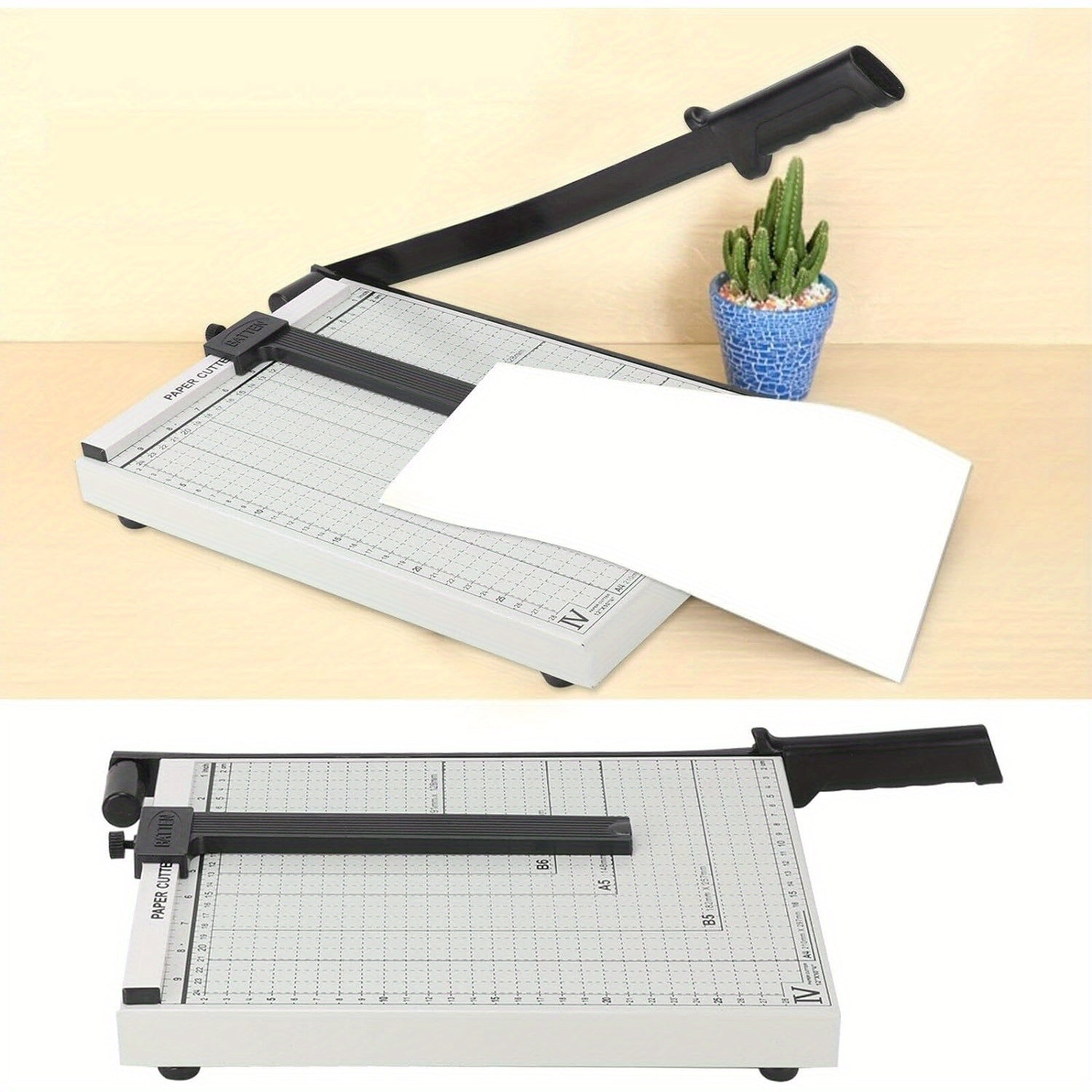 YORKING A4 Cortador de papel Cortador de palanca Guillotina Cortadora de fotos Cortador de pila Cortador de papel Cortador para el hogar y la oficina Área de corte 24 x 28 cm