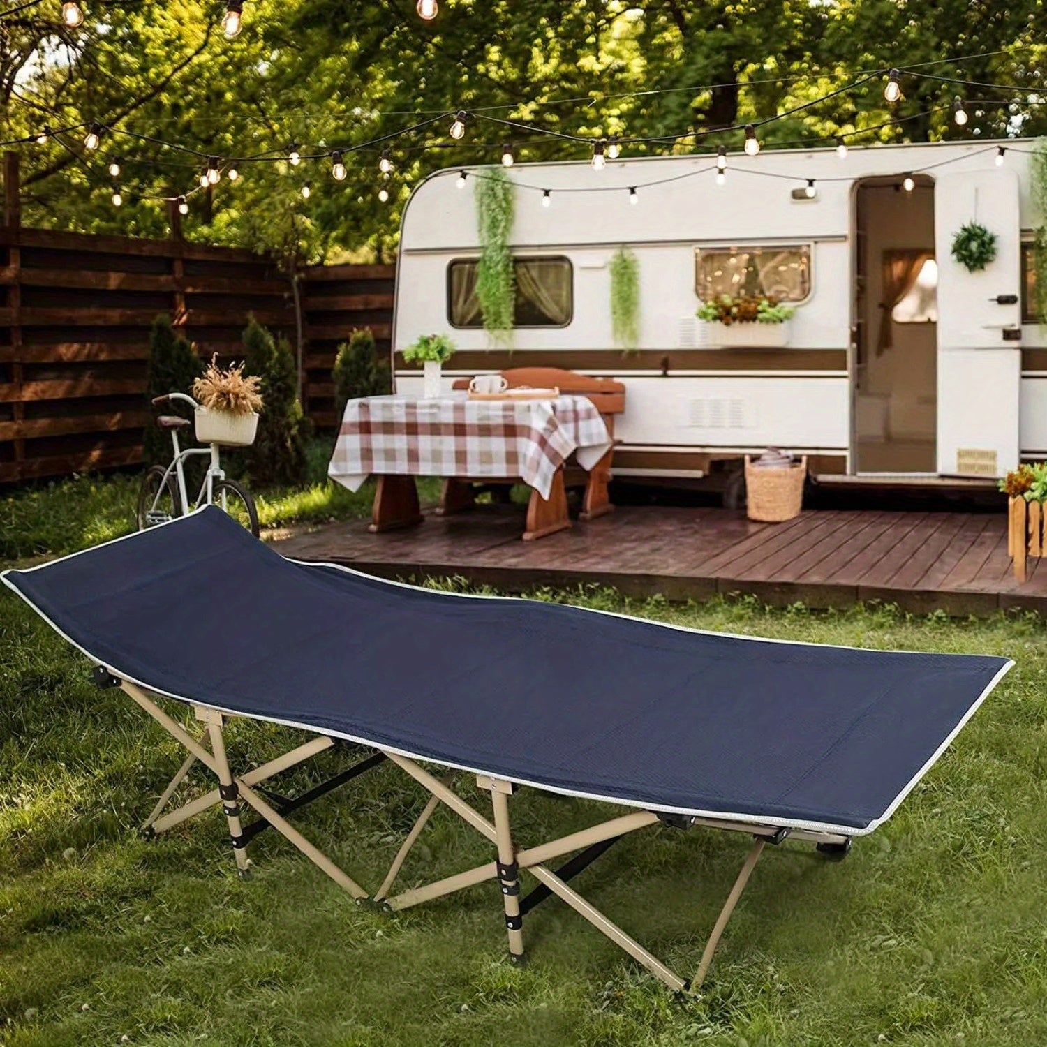 Cama de campamento de 190 cm, cama de campamento plegable, cama de invitado de 250 kg
