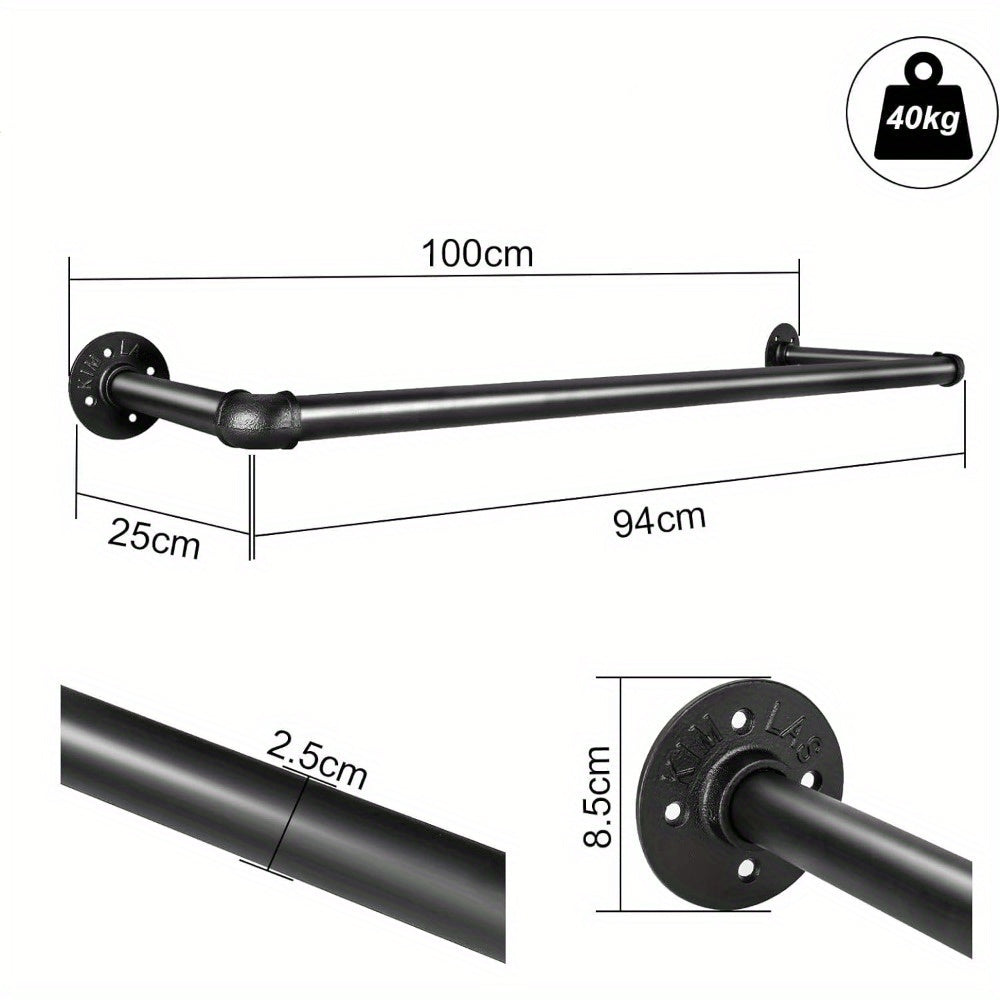 Perchero tubular de pared de estilo industrial, extraíble para sala de estar, dormitorio, vestíbulo, baño,