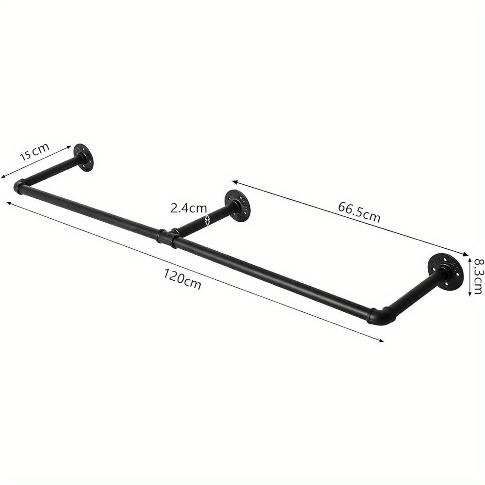 Perchero tubular de pared de estilo industrial, extraíble para sala de estar, dormitorio, vestíbulo, baño,
