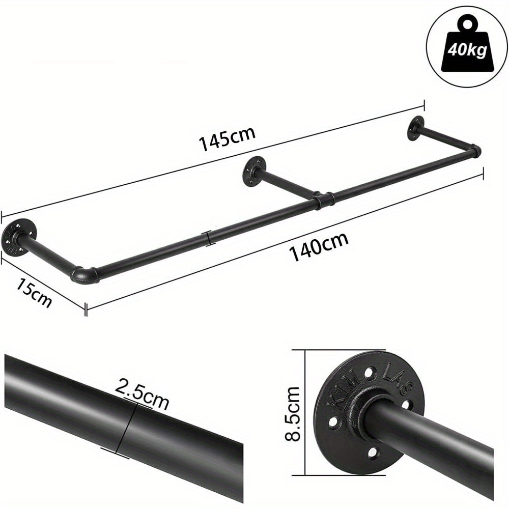 Perchero tubular de pared de estilo industrial, extraíble para sala de estar, dormitorio, vestíbulo, baño,