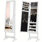 Caja de Almacenamiento de Joyas con Soporte, Perfecta para Organizar y Regalar Durante Navidad, con un Espejo de Baño, Gabinetes para Joyas