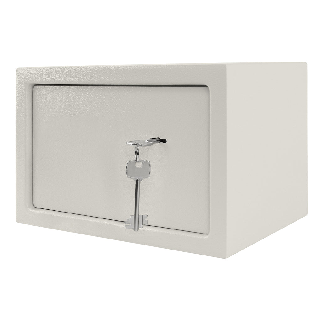 Caja Fuerte para Muebles con Doble Candado de Pestaña, Puerta Colgante de Acero, 2 Llaves, para Caravanas, Armarios y Gabinetes de Oficina, Color Plateado, Tamaño S 31 x 20 x 20 cm / XL 35 x 31 x 50 cm