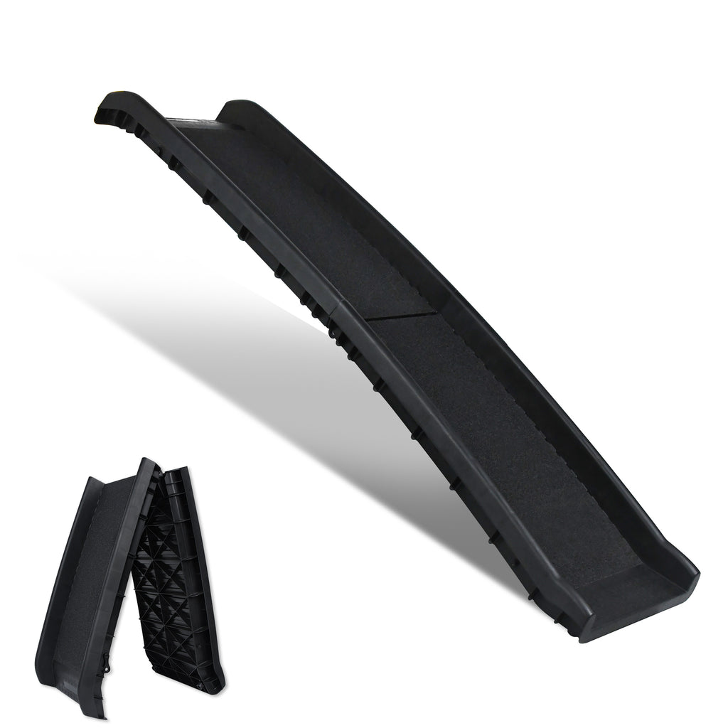 Rampa para perros plegable de plástico, escaleras para mascotas, rampa de acceso antideslizante con topes de goma hasta 90 kg, 156 x 40 cm, negra