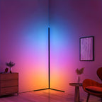 Lámpara de pie de esquina de 1/2 piezas, lámpara de pie LED de cambio de color, ajustable de 56 pulgadas (aprox. 142 cm) con sincronización de música, lámpara de esquina de iluminación ambiental moderna, con control remoto y por APP, modo creativo DIY y t