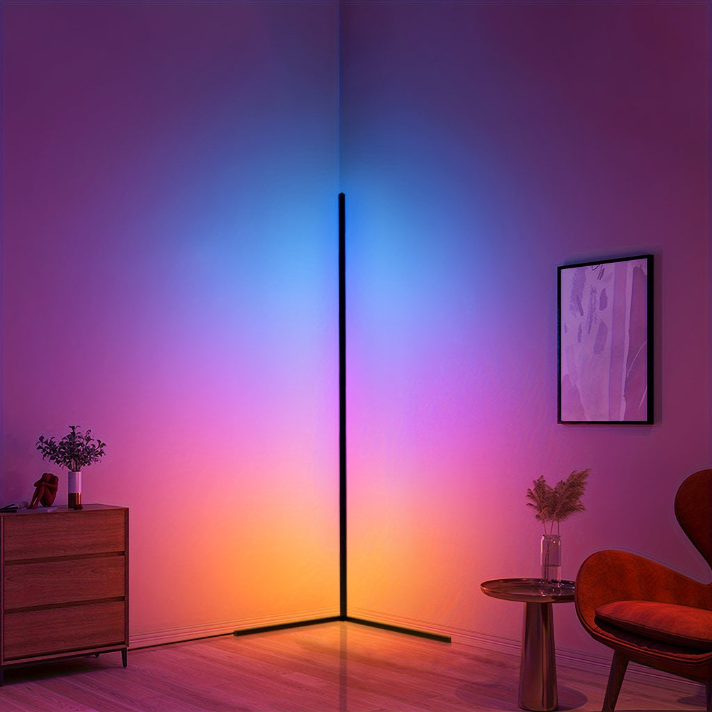 Lámpara de pie de esquina de 1/2 piezas, lámpara de pie LED de cambio de color, ajustable de 56 pulgadas (aprox. 142 cm) con sincronización de música, lámpara de esquina de iluminación ambiental moderna, con control remoto y por APP, modo creativo DIY y t