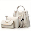 Conjunto de 3 bolsos de moda y versátiles para mujer con borlas de perlas, bolso tote de gran capacidad, bolso de mano exquisito y ligero, que satisface las necesidades del desplazamiento diario y los viajes, ideal para regalos de cumpleaños