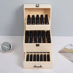 Caixa de Almacenamiento de Aceites Esenciales de Madera de 3 Capas, Caja con 59 Compartimentos para Aceites Esenciales, Contenedor de Madera para Esmalte de Uñas y Aceites Aromáticos, Caja con 59 Agujeros que Sostiene Botellas de 15 ml y 10 ml