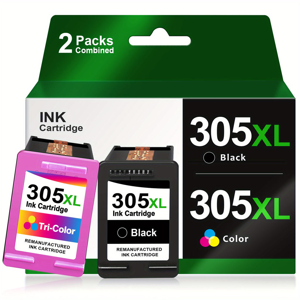 Cartucho de tinta remanufacturado de alto rendimiento 305XL para HP 305 305XL compatible con HP DeskJet 2700 2710 2720 2722 DeskJet Plus 4100 4120 4130 Envy 6000 6010 6020 6032 Envy Pro 6400 6420 - Negro y Tricolor