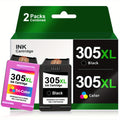 Cartucho de tinta remanufacturado de alto rendimiento 305XL para HP 305 305XL compatible con HP DeskJet 2700 2710 2720 2722 DeskJet Plus 4100 4120 4130 Envy 6000 6010 6020 6032 Envy Pro 6400 6420 - Negro y Tricolor