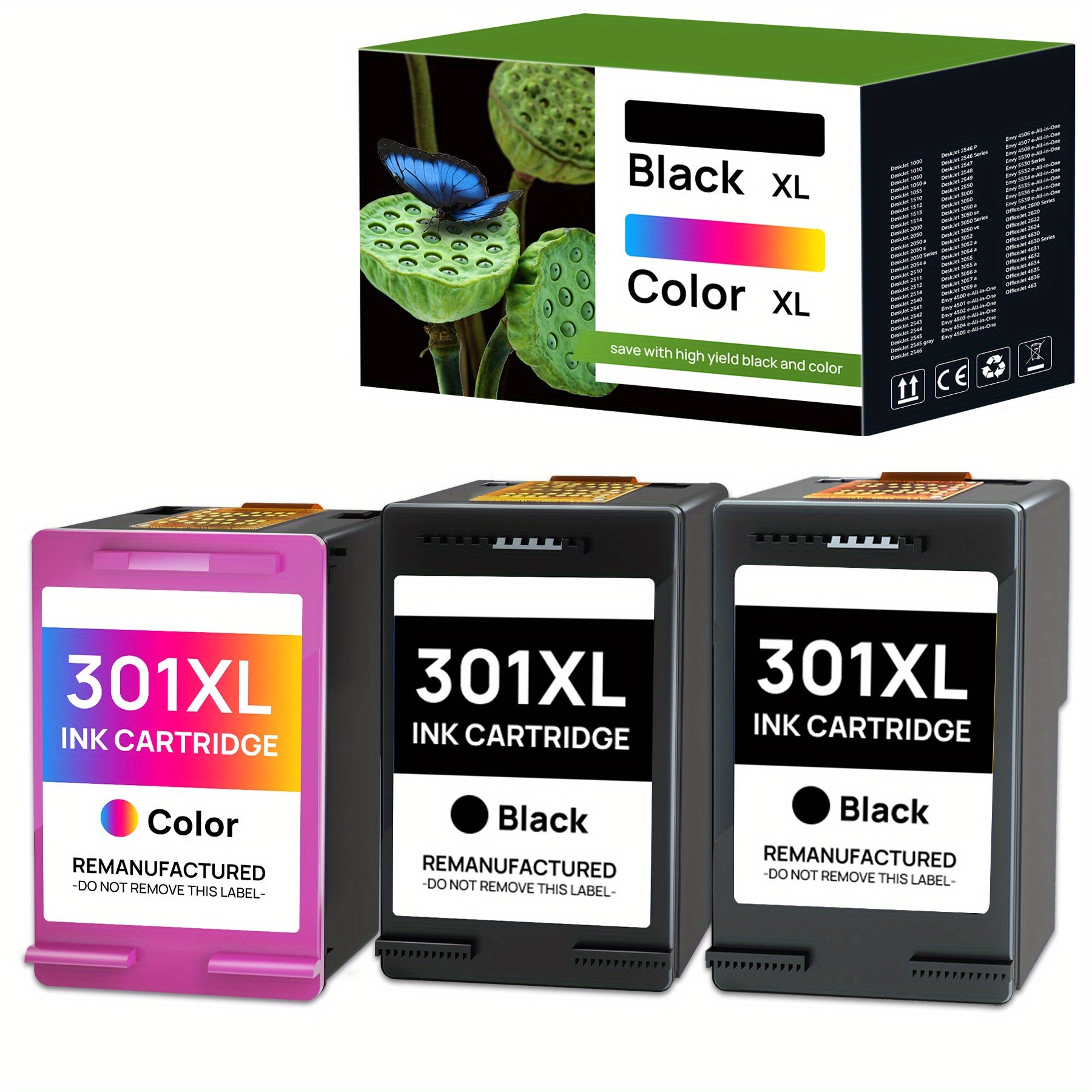 Paquete de cartuchos de impresora 301XL reemplazo para los cartuchos de la impresora HP 301 para HP301 XL 301XL para HP Envy 4500 5530 5534 4504 DeskJet 2540 1510 2544 2549 OfficeJet 4630 4632 2620 2622 (, color)
