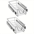 2 cajones telescópicos para cajones de cocina para estantes de cocina Plata Acero inoxidable macizo Tirador para armario extraíble Armario de cocina