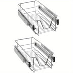 2 cajones telescópicos para cajones de cocina para estantes de cocina Plata Acero inoxidable macizo Tirador para armario extraíble Armario de cocina