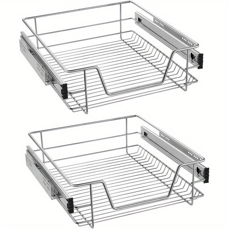 2 cajones telescópicos para cajones de cocina para estantes de cocina Plata Acero inoxidable macizo Tirador para armario extraíble Armario de cocina
