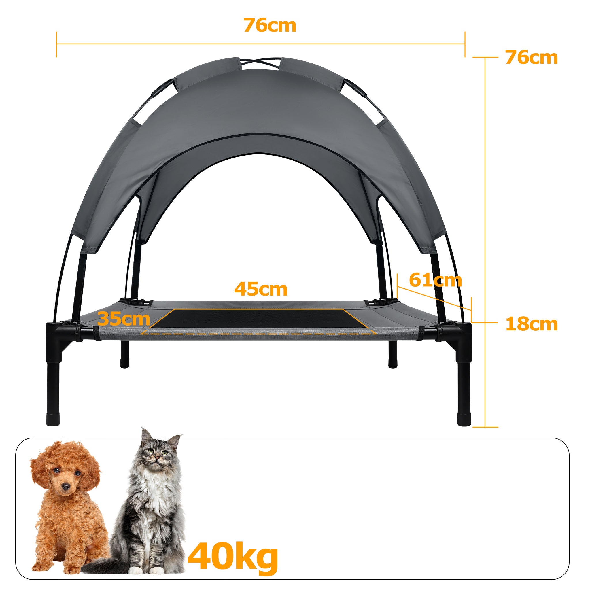 Cama elevada para mascotas para interior, jardín y días cálidos