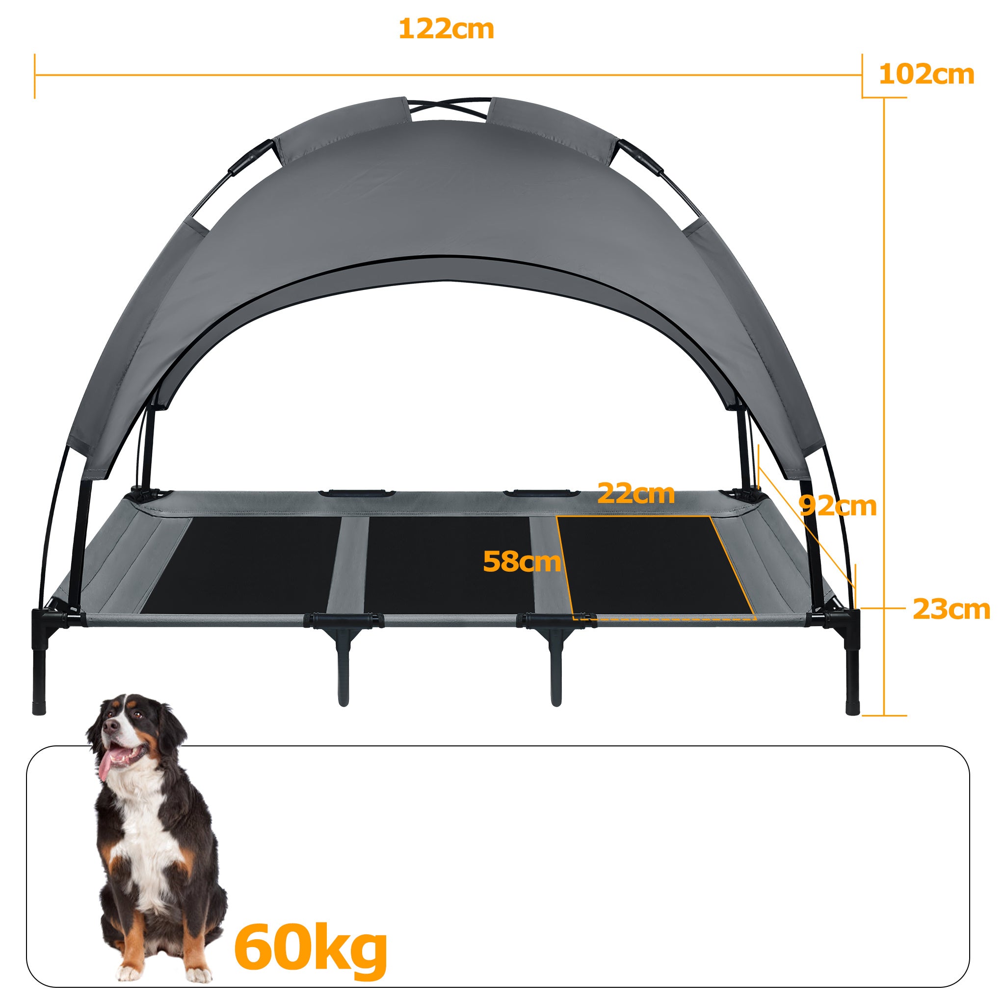 Cama elevada para mascotas para interior, jardín y días cálidos