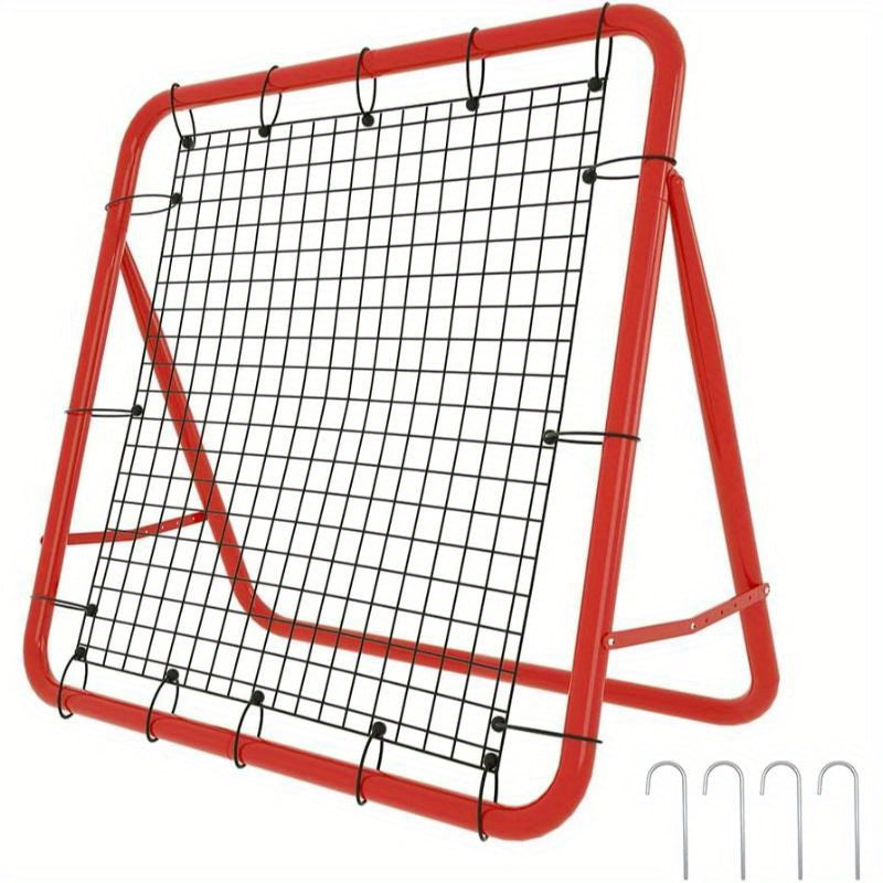 Red de Rebote de Fútbol 100x65cm Pared de Rebote Plegable con 4 Niveles Ajustables Accesorios de Entrenamiento Red de Acero Rojo + Red de PE para Patear, para Ejercicio, Fútbol, etc