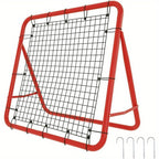 Red de Rebote de Fútbol 100x65cm Pared de Rebote Plegable con 4 Niveles Ajustables Accesorios de Entrenamiento Red de Acero Rojo + Red de PE para Patear, para Ejercicio, Fútbol, etc