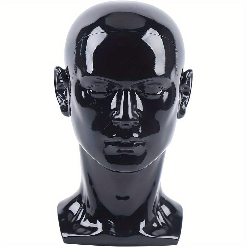 Cabeza de maniquí de PVC, maniquí de cabeza, maniquí de cabeza, exhibición de cabeza para pelucas, cascos, sombreros y joyas, negro, ventana de tienda, cabeza masculina, maniquí de cabeza, modelo masculino, cabeza de PVC de 50 cm, maniquí de cabeza para p