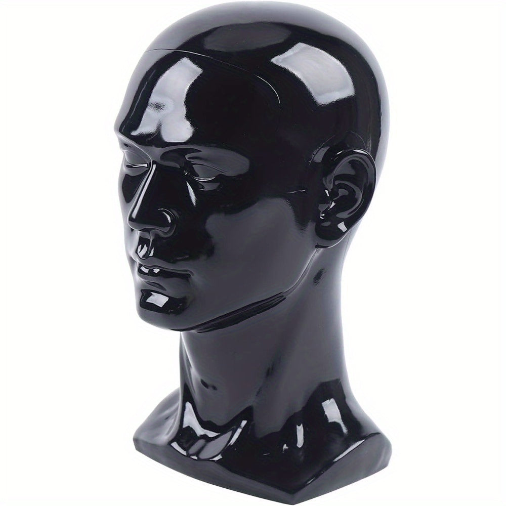 Cabeza de maniquí de PVC, maniquí de cabeza, maniquí de cabeza, exhibición de cabeza para pelucas, cascos, sombreros y joyas, negro, ventana de tienda, cabeza masculina, maniquí de cabeza, modelo masculino, cabeza de PVC de 50 cm, maniquí de cabeza para p