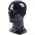 Cabeza de maniquí de PVC, maniquí de cabeza, maniquí de cabeza, exhibición de cabeza para pelucas, cascos, sombreros y joyas, negro, ventana de tienda, cabeza masculina, maniquí de cabeza, modelo masculino, cabeza de PVC de 50 cm, maniquí de cabeza para p