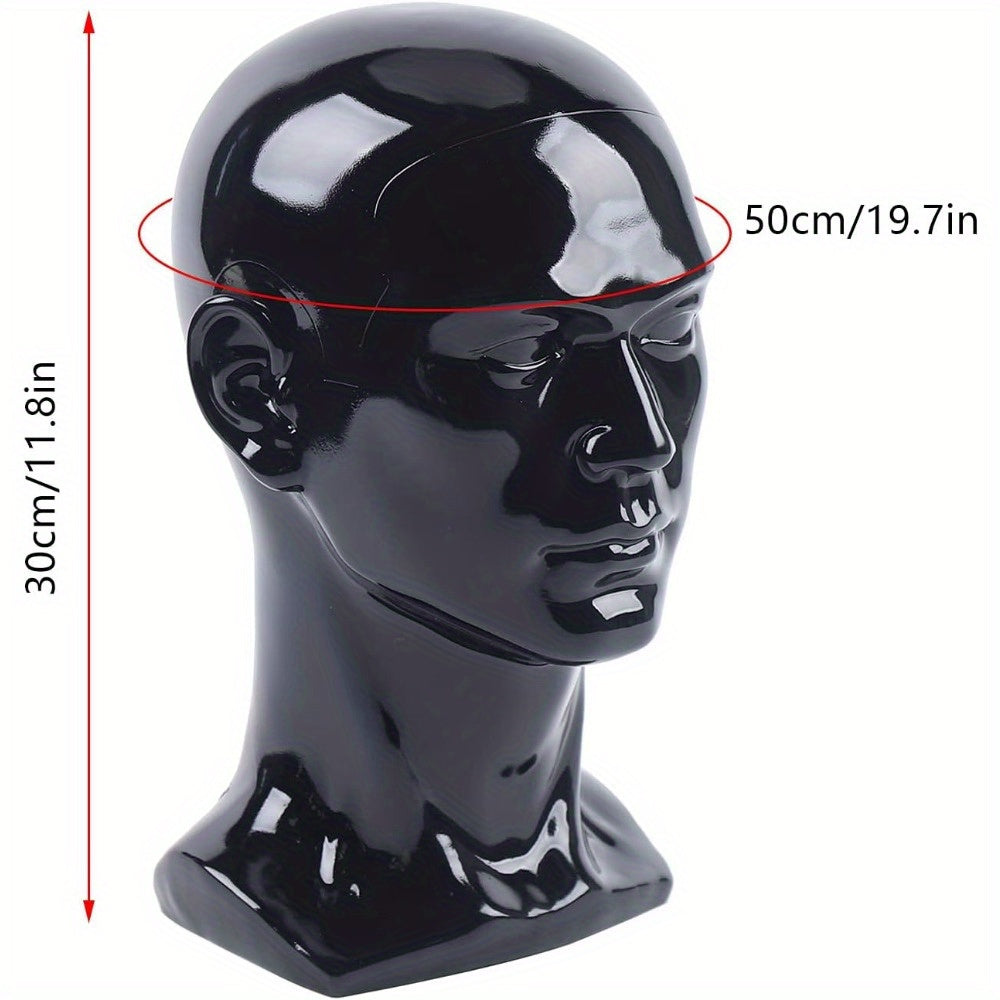 Cabeza de maniquí de PVC, maniquí de cabeza, maniquí de cabeza, exhibición de cabeza para pelucas, cascos, sombreros y joyas, negro, ventana de tienda, cabeza masculina, maniquí de cabeza, modelo masculino, cabeza de PVC de 50 cm, maniquí de cabeza para p