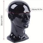 Cabeza de maniquí de PVC, maniquí de cabeza, maniquí de cabeza, exhibición de cabeza para pelucas, cascos, sombreros y joyas, negro, ventana de tienda, cabeza masculina, maniquí de cabeza, modelo masculino, cabeza de PVC de 50 cm, maniquí de cabeza para p
